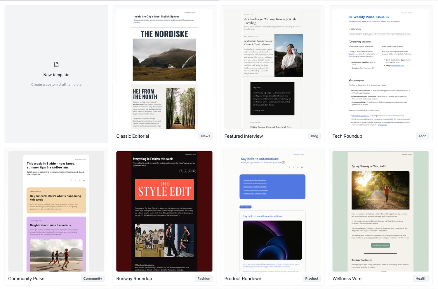 I love Beehiiv’s email newsletter templates