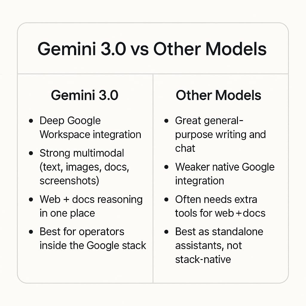 Gemini versus other models