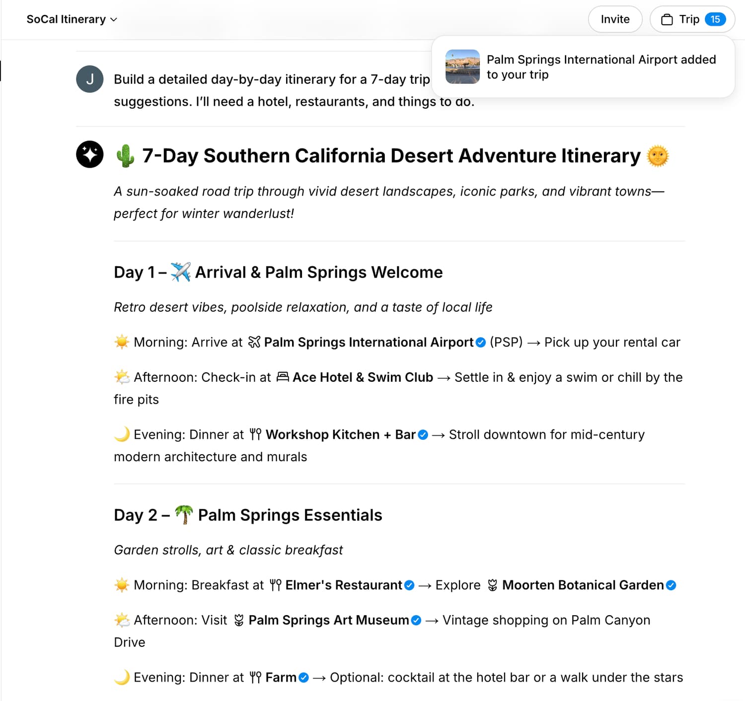 Mindtrip free travel itinerary